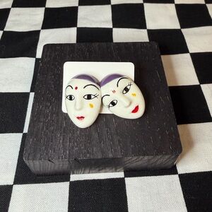 Vintage Harlequin Mask Earrings